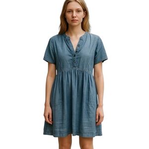 Free People Boho Denim Top - Casual Chic V-Neck